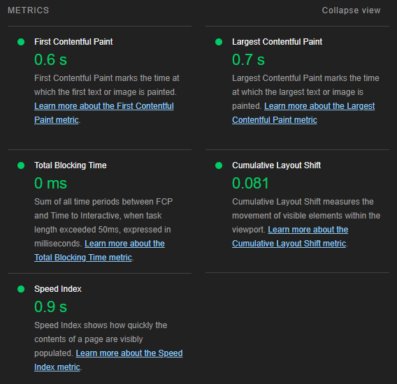 Core Web Vitals Metrics